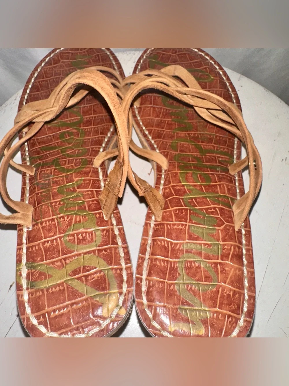 Sam Edelman Brown Cork Platform Wedge Strappy Sandals Size 8.5